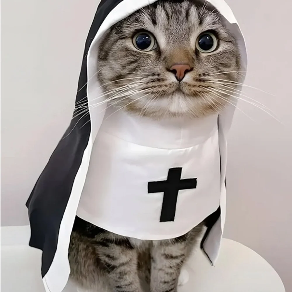 {NEW} Funny Pet Nun Costume for Cats & Small Dogs